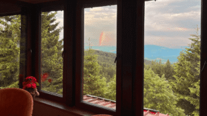 гледка към планината от лоби бара на Морени - хотел на Витоша